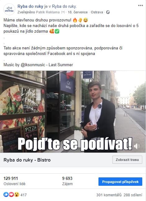Kampaň k otevření druhé pobočky Ryba do ruky u OC Futurum